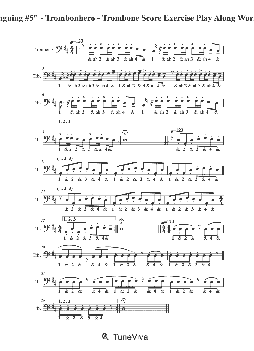 "Tonguing #5" - Trombonhero - Trombone Score Exercise Play Along Workout