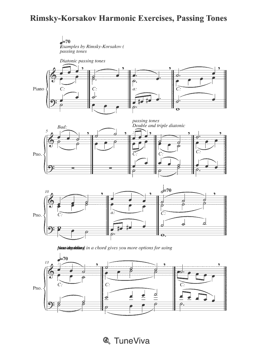 Rimsky-Korsakov Harmonic Exercises, Passing Tones