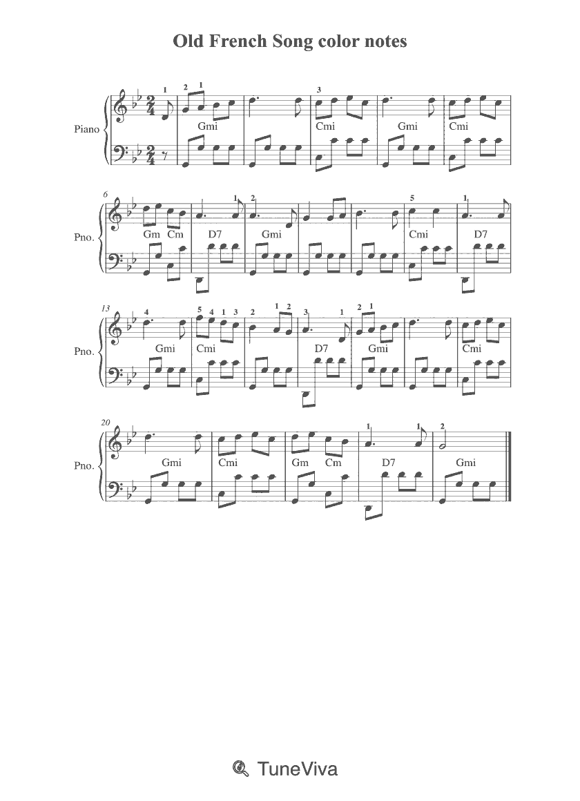 Old French Song color notes