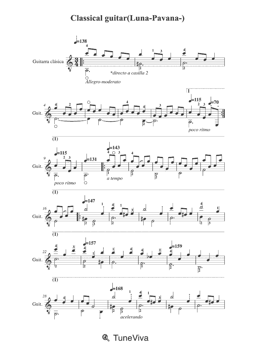 Classical guitar(Luna-Pavana-)