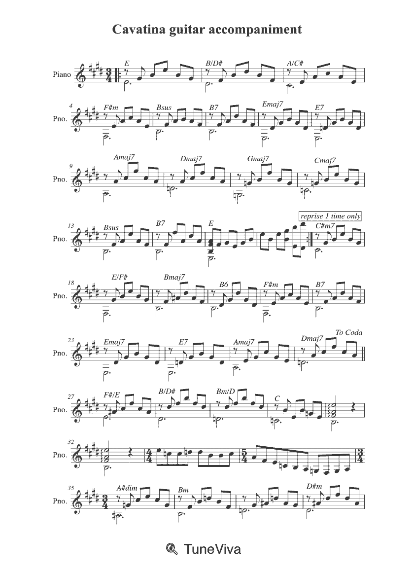 Cavatina guitar accompaniment