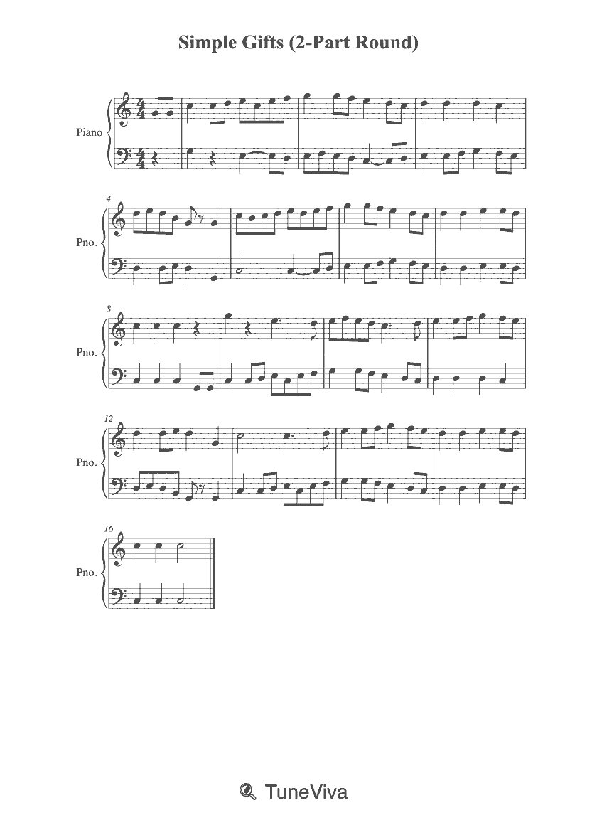 Simple Gifts (2-Part Round)