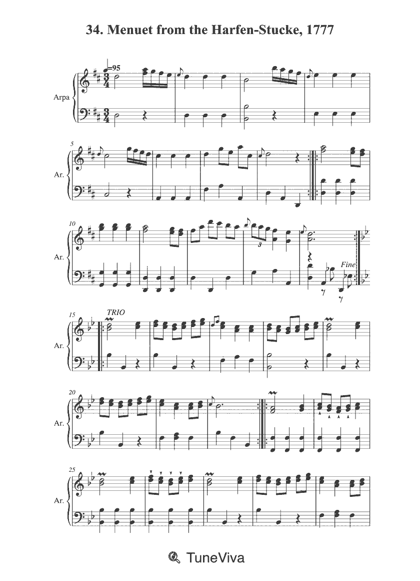 34. Menuet from the Harfen-Stucke, 1777