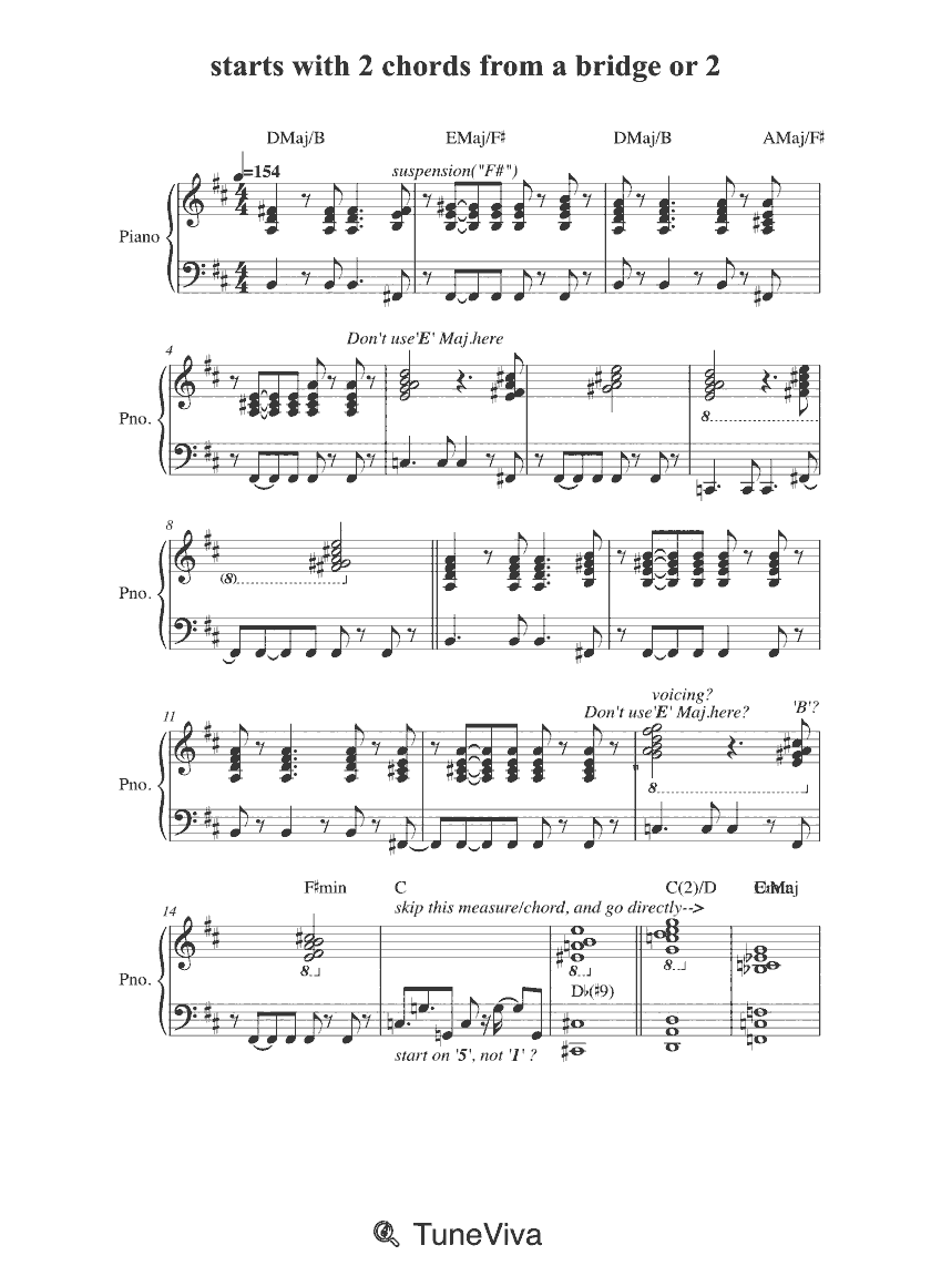 starts with 2 chords from a bridge or 2