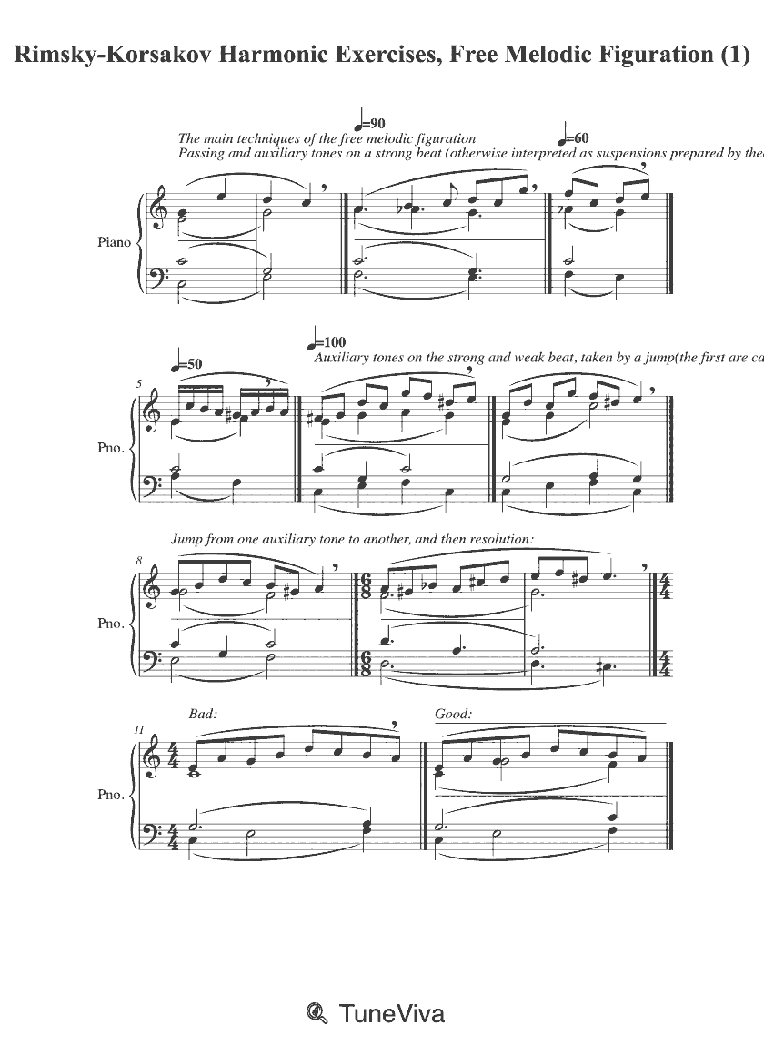 Rimsky-Korsakov Harmonic Exercises, Free Melodic Figuration (1)