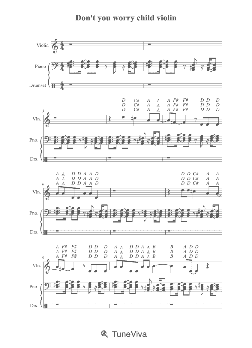 Don't you worry child violin