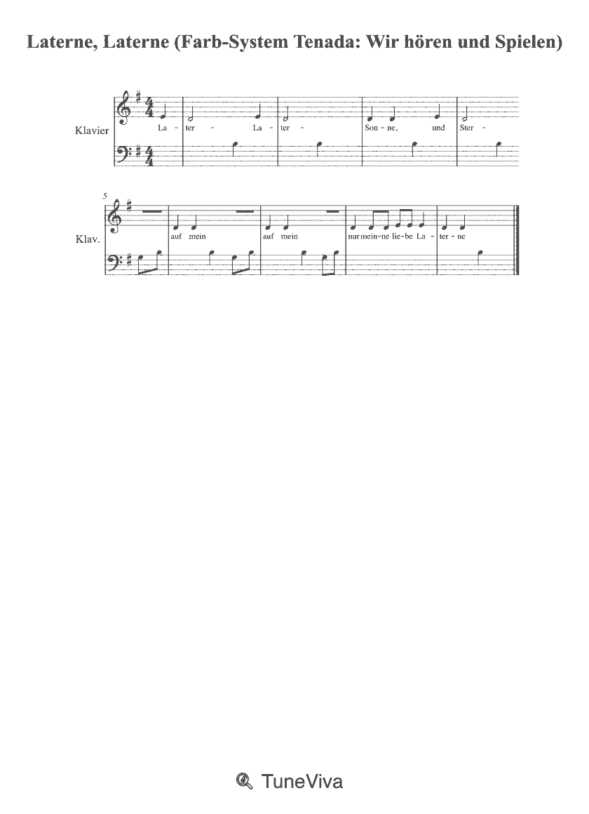 Laterne, Laterne (Farb-System Tenada: Wir hören und Spielen)