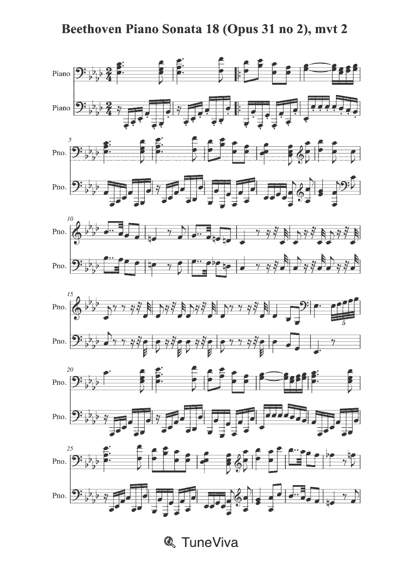 Beethoven Piano Sonata 18 (Opus 31 no 2), mvt 2
