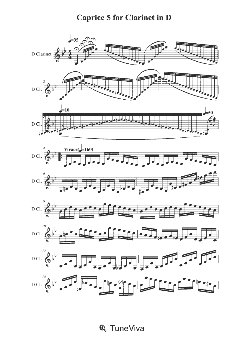 Caprice 5 for Clarinet in D