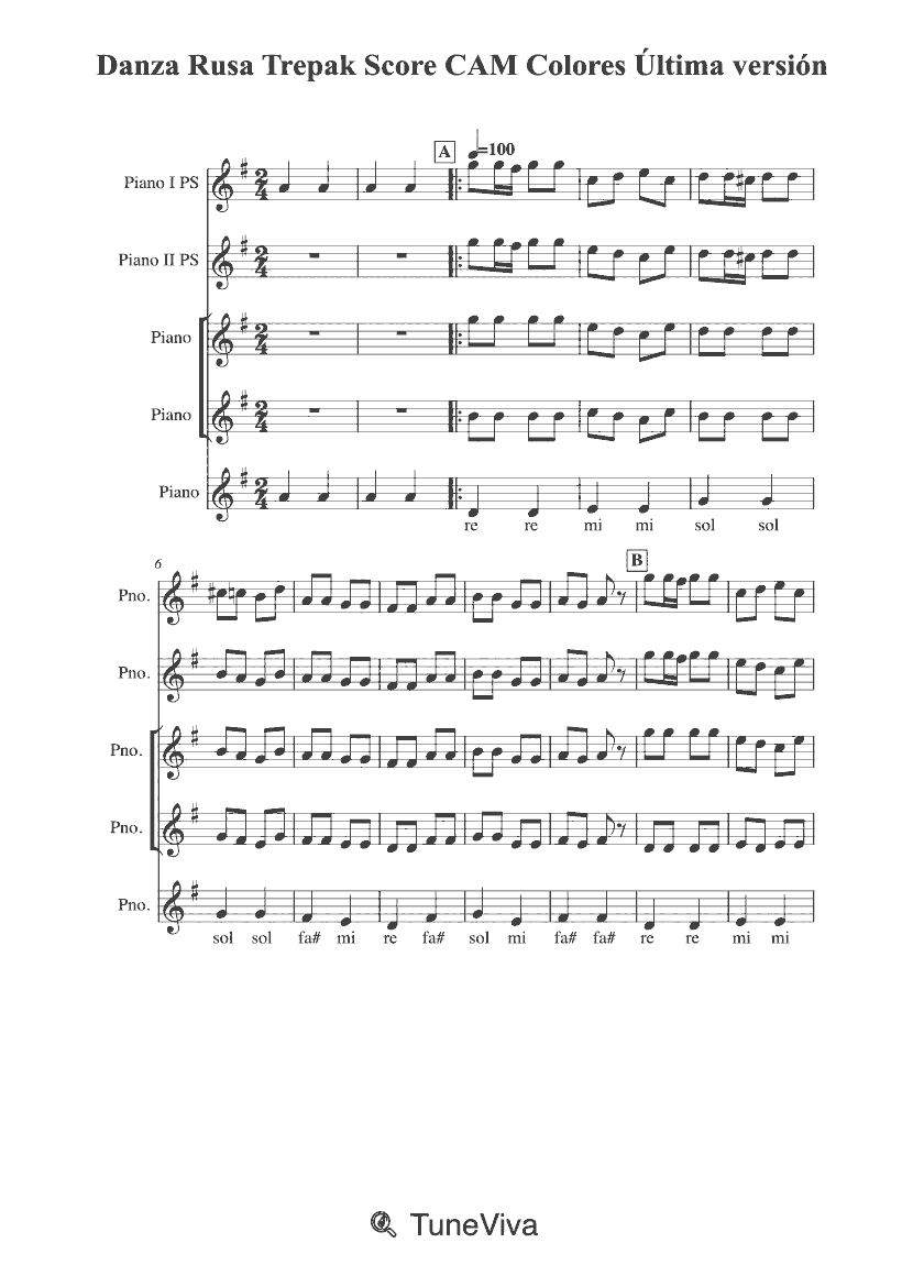 Danza Rusa  Trepak  Score CAM Colores Última versión