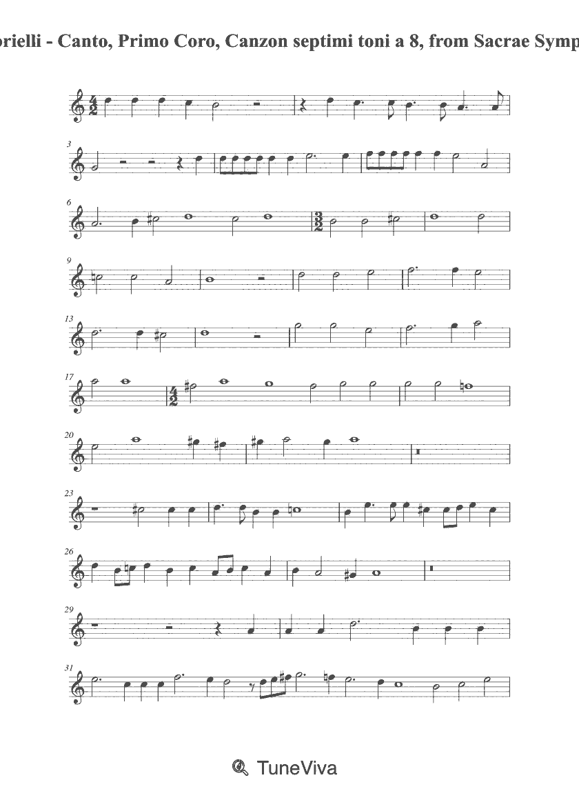 Giovanni Gabrielli - Canto, Primo Coro, Canzon septimi toni a 8, from Sacrae Symphoniae (1597)