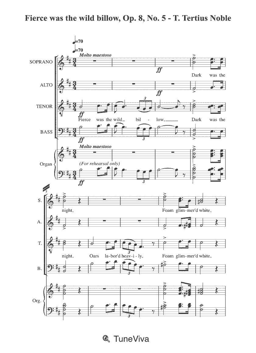 Fierce was the wild billow, Op. 8, No. 5 - T. Tertius Noble