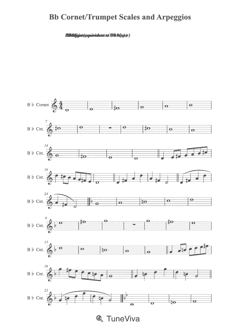 Bb Cornet/Trumpet Scales and Arpeggios