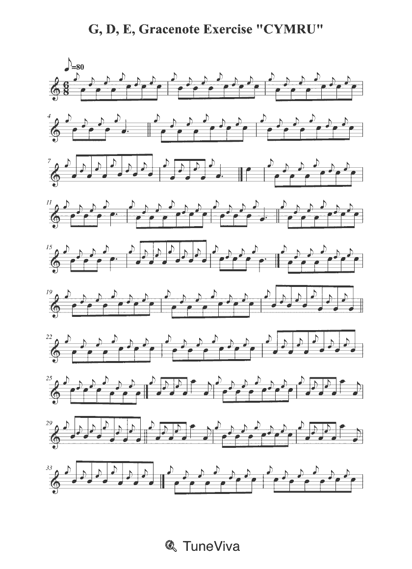 G, D, E, Gracenote Exercise  "CYMRU"