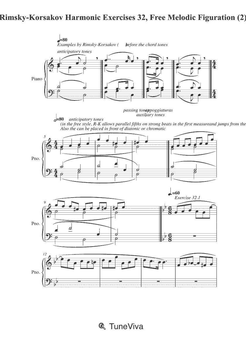 Rimsky-Korsakov Harmonic Exercises 32, Free Melodic Figuration (2)