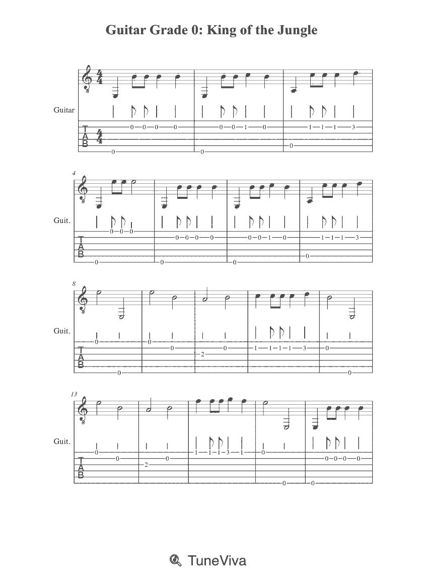 Guitar Grade 0: King of the Jungle