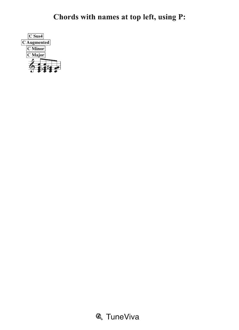 Chords with names at top left, using P: