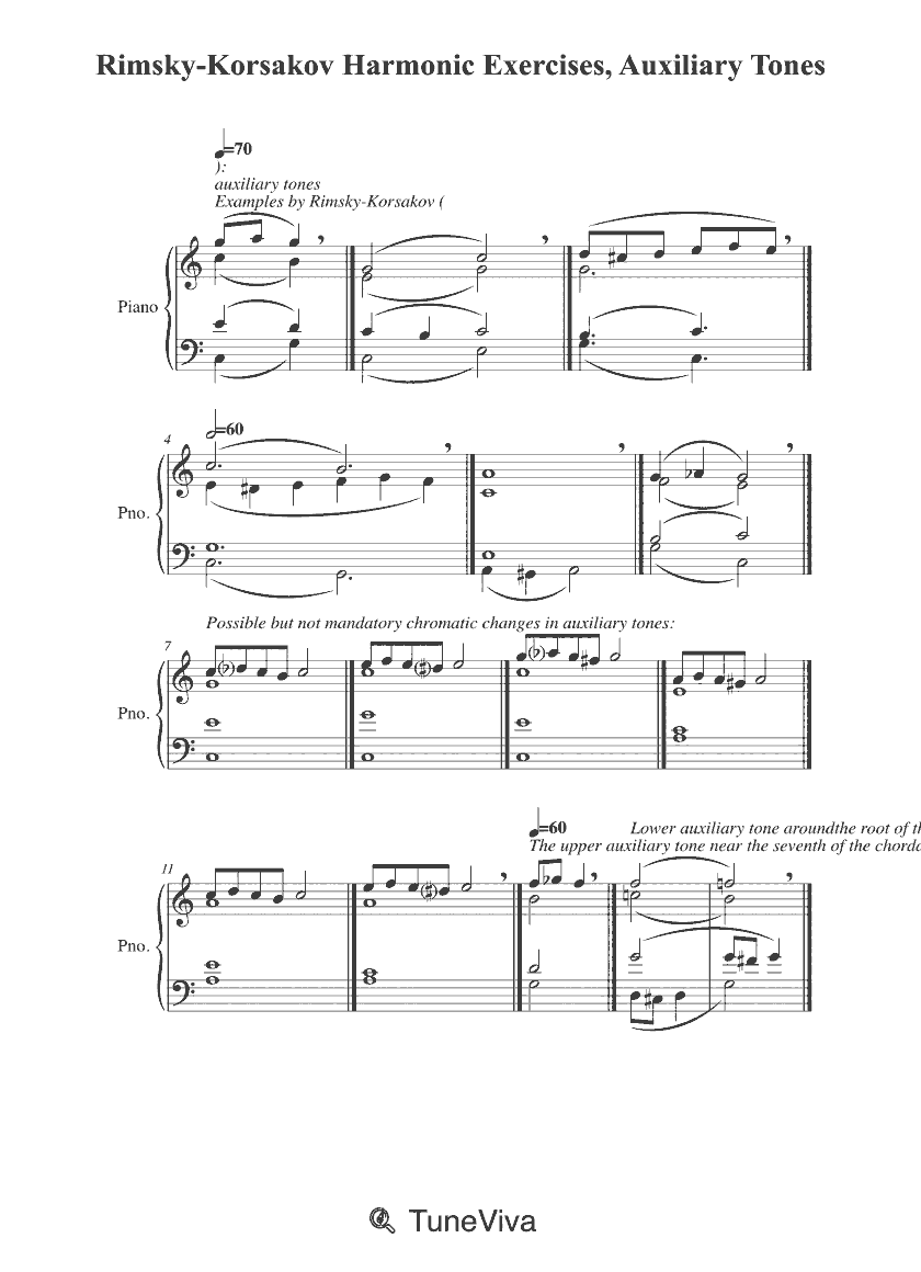 Rimsky-Korsakov Harmonic Exercises, Auxiliary Tones