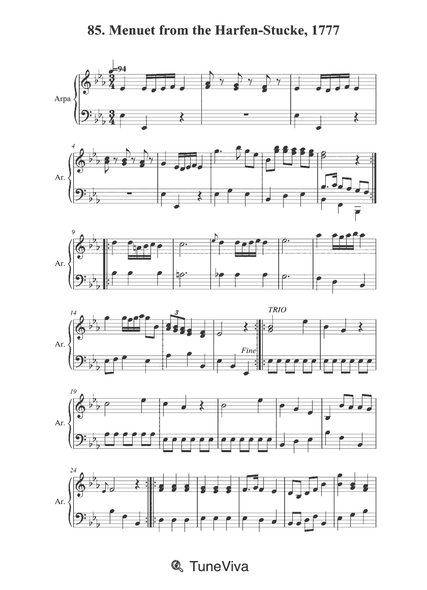 85. Menuet from the Harfen-Stucke, 1777