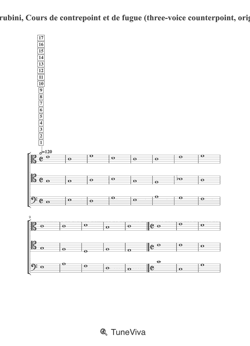 Luigi Cherubini, Cours de contrepoint et de fugue (three-voice counterpoint, original clefs)