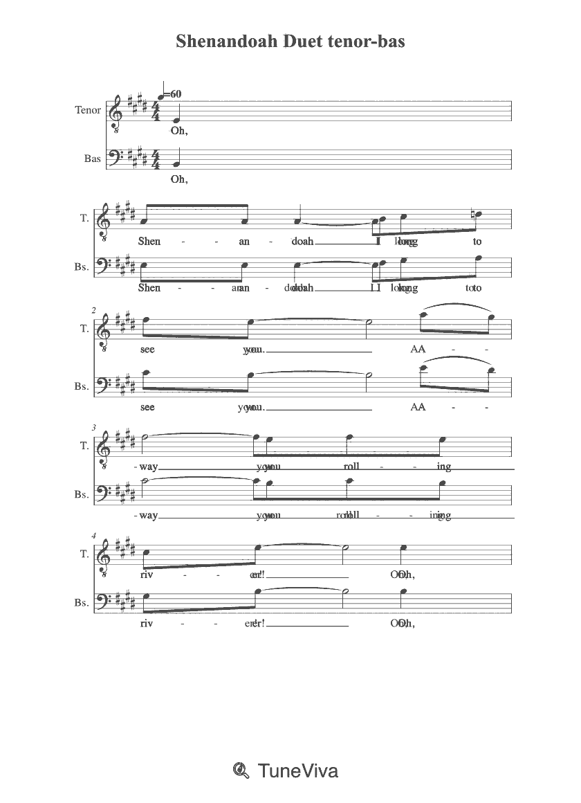 Shenandoah Duet tenor-bas