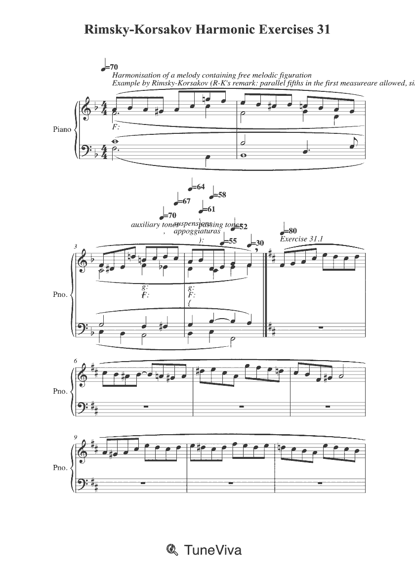Rimsky-Korsakov Harmonic Exercises 31