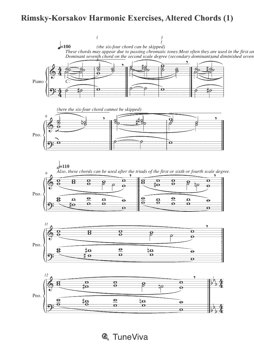 Rimsky-Korsakov Harmonic Exercises, Altered Chords (1)