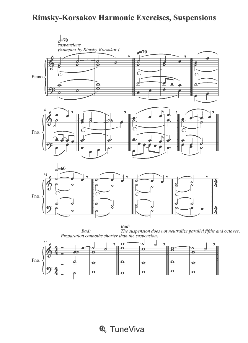 Rimsky-Korsakov Harmonic Exercises, Suspensions