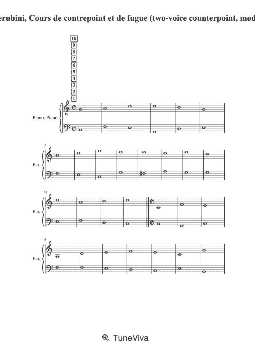 Luigi Cherubini, Cours de contrepoint et de fugue (two-voice counterpoint, modern clefs)