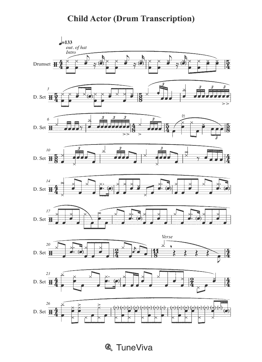 Child Actor (Drum Transcription)