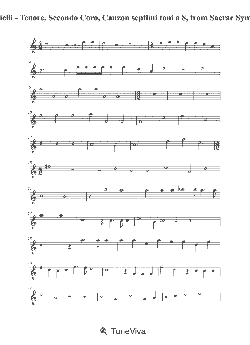 Giovanni Gabrielli - Tenore, Secondo Coro, Canzon septimi toni a 8, from Sacrae Symphoniae (1597)