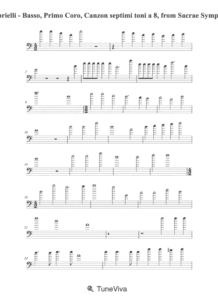 Giovanni Gabrielli - Basso, Primo Coro, Canzon septimi toni a 8, from Sacrae Symphoniae (1597)
